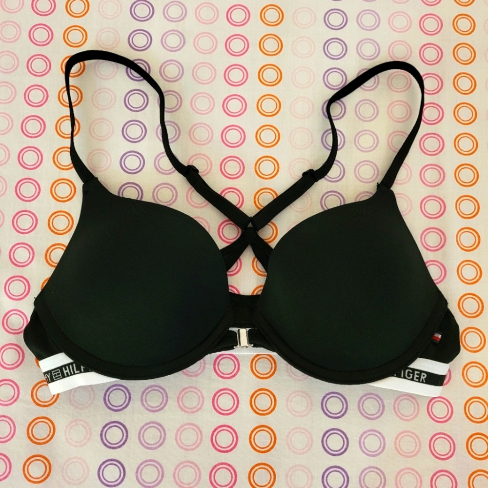 Tommy Hilfiger Black Front Close Racerback Bra 34B